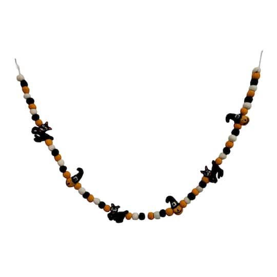 6ft. Wool Jack-O'-Lantern, Cat & Pom Pom Garland by Ashland®